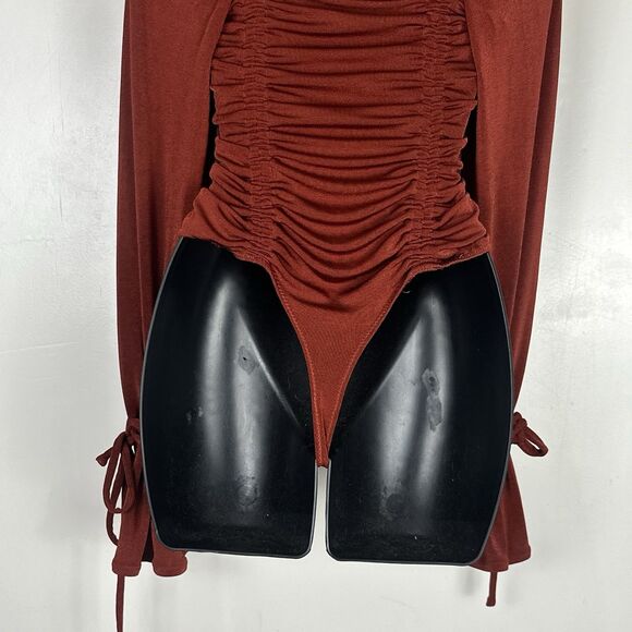 Free People Intimately Meant To Be Bodysuit S In Red / Rust Bell Long Sleeve - Picture 11 of 16
